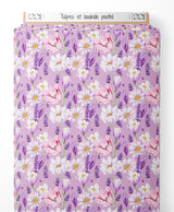 Tissu - Tulipes et lavande pastel
