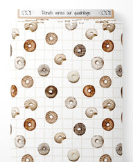 Tissu - Donuts variés sur quadrillage