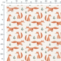 Tissu - Renards et sapins aquarelle