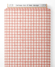 Tissu - Carreaux rose et blanc classique