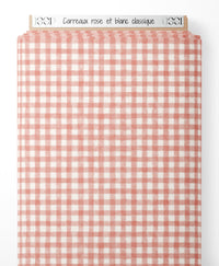Tissu - Carreaux rose et blanc classique