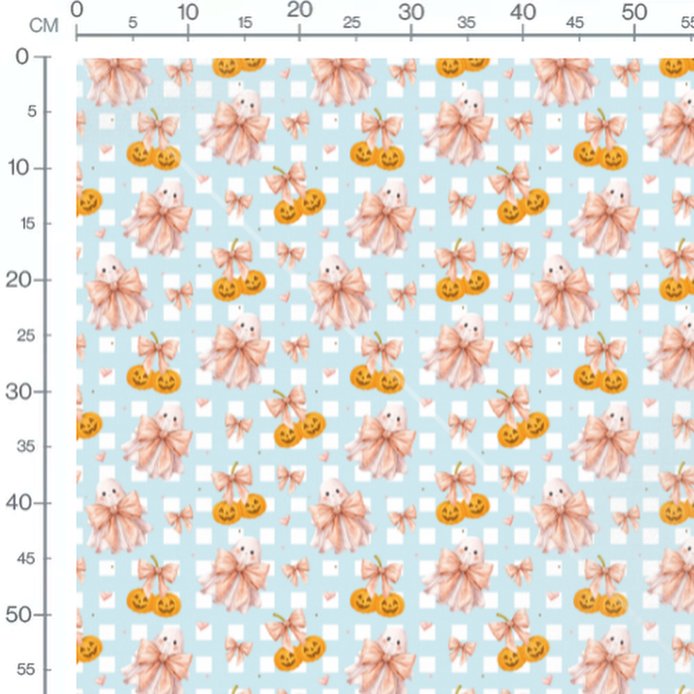 Tissu - Fantômes et cœurs roses