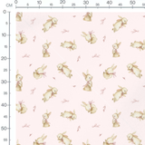 Tissu - Lapins et rubans sur rose pâle