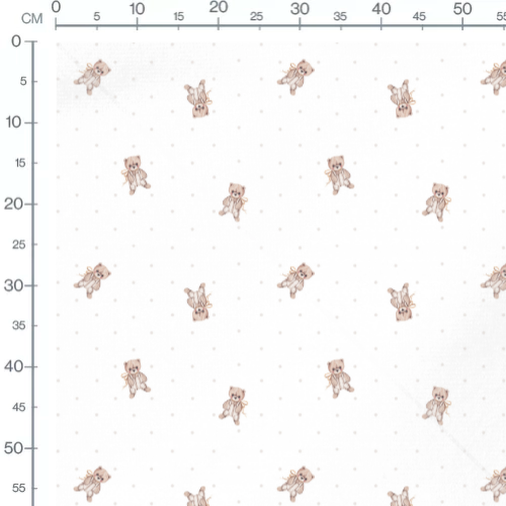 Tissu - Oursons et pois discrets