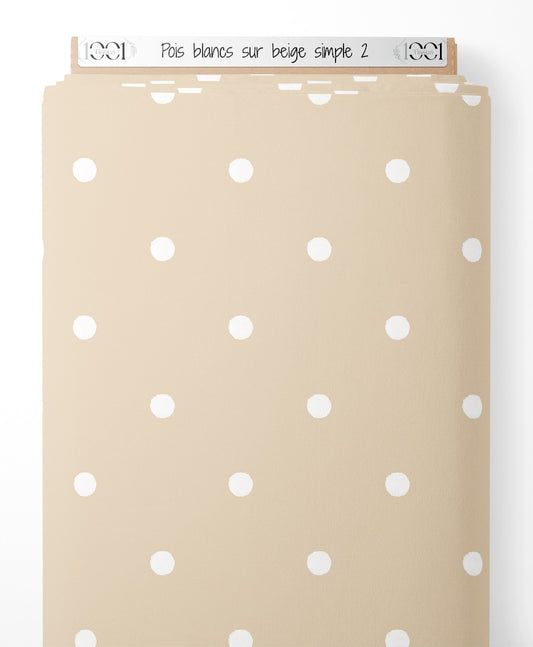 Tissu - Pois blancs sur beige simple 2
