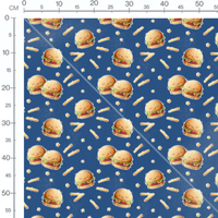 Tissu - Burgers souriants et étoiles