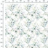 Tissu - Feuilles vertes et bleues