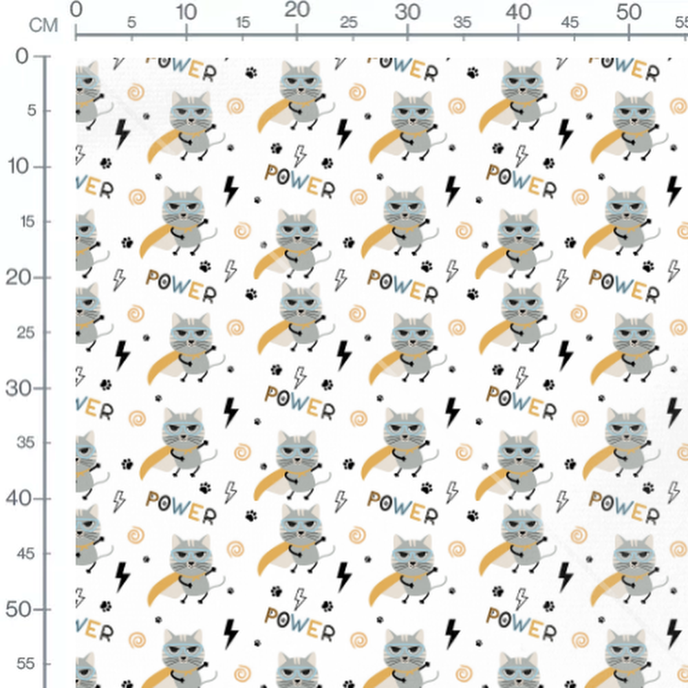 Tissu - Chats super-héros et éclairs