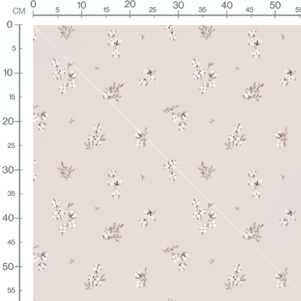 Tissu - Boules de coton sur beige