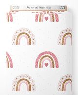 Tissu - Arc-en-ciel fleurs roses
