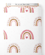 Tissu - Arc-en-ciel fleurs roses