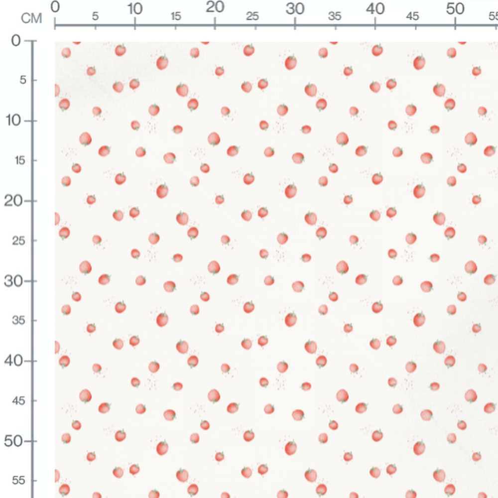 Tissu - Fraises sur fond blanc