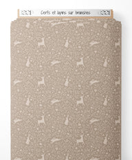 Tissu - Cerfs et lapins sur branches