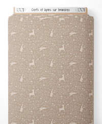 Tissu - Cerfs et lapins sur branches