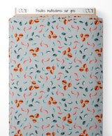 Tissu - Feuilles multicolores sur gris