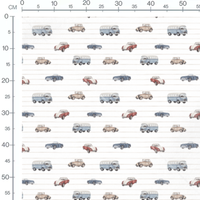 Tissu - Voitures rétro sur fond blanc