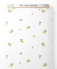 Tissu - Petits citrons sur fond blanc