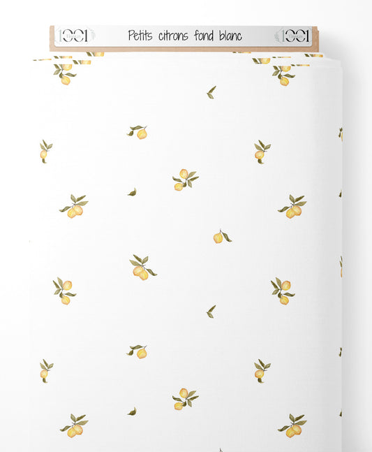 Tissu - Petits citrons sur fond blanc