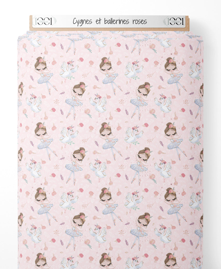 Tissu - Cygnes et ballerines roses