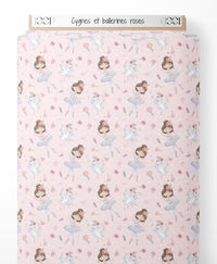 Tissu - Cygnes et ballerines roses