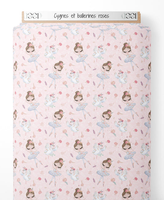 Tissu - Cygnes et ballerines roses