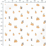 Tissu - Chats gris et citrouilles