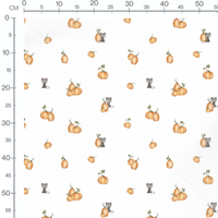 Tissu - Chats gris et citrouilles