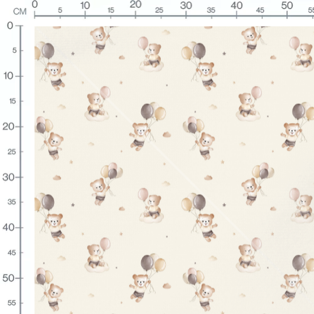 Tissu - Oursons flottants dans les cieux
