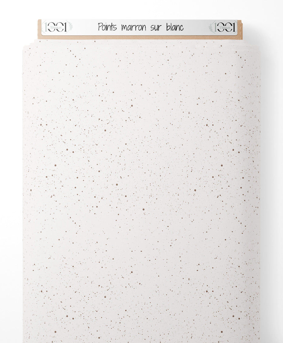 Tissu - Points marron sur blanc