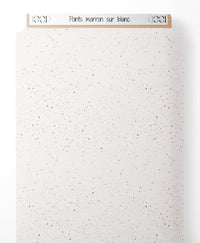 Tissu - Points marron sur blanc