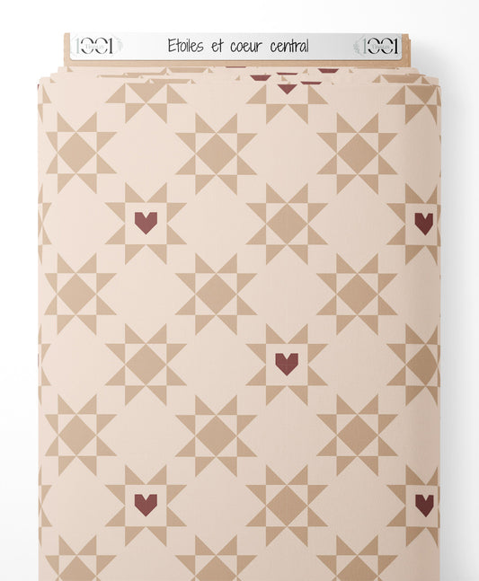 Tissu - Étoiles et cœur central