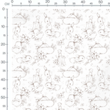 Tissu - Lapins et souris sur troncs