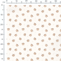Tissu - Citrouilles ours beige sur blanc