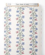 Tissu - Fleurs bleues et roses