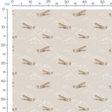 Tissu - Avions rétro sur fond beige
