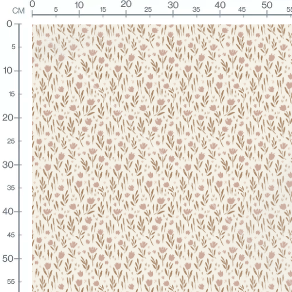 Tissu - Fleurs stylisées sur fond crème