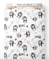 Tissu - Pingouins avec ballons et