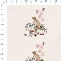 Tissu - Souris et champignons roses