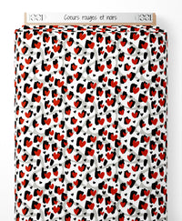 Tissu - Cœurs rouges et noirs