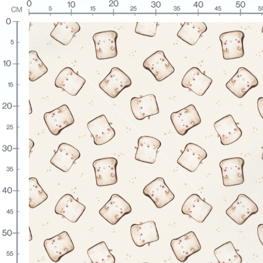 Tissu - Pain joyeux sur fond beige
