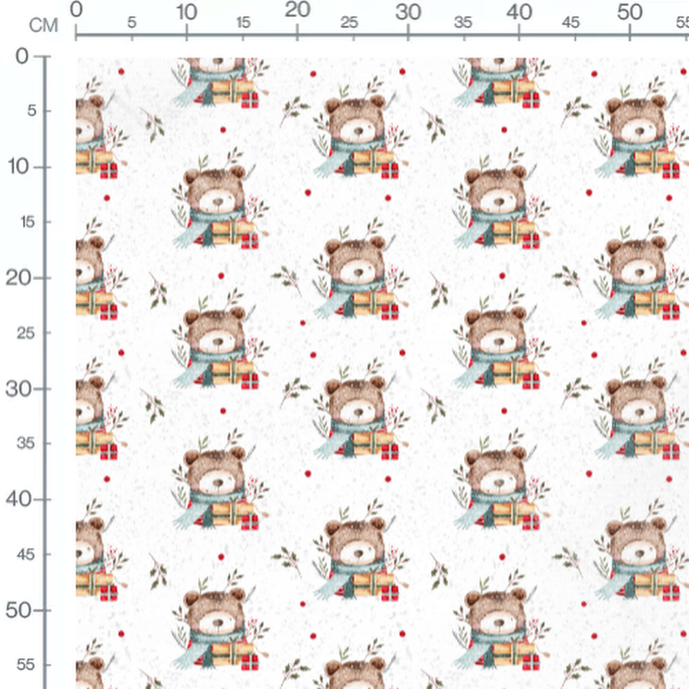 Tissu - Ours avec cadeaux et écharpe