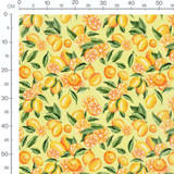 Tissu - Agrumes et feuilles vertes