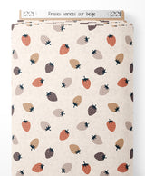Tissu - Fraises variées sur beige