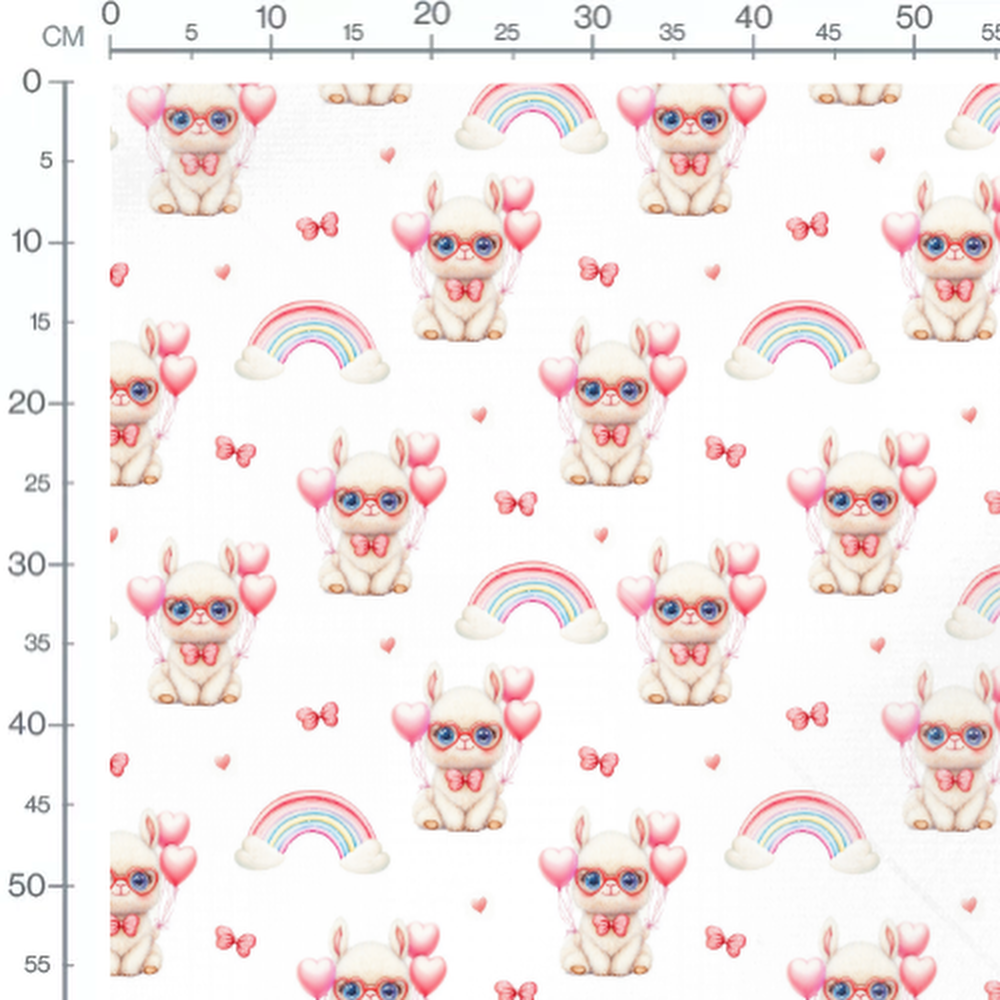Tissu - Lapins lunettes et ballons