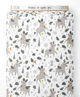 Tissu - Rennes et sapins gris