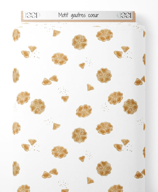 Tissu - Motif gaufres cœur