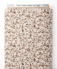 Tissu - Fleurs brunes denses sur beige