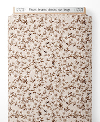 Tissu - Fleurs brunes denses sur beige