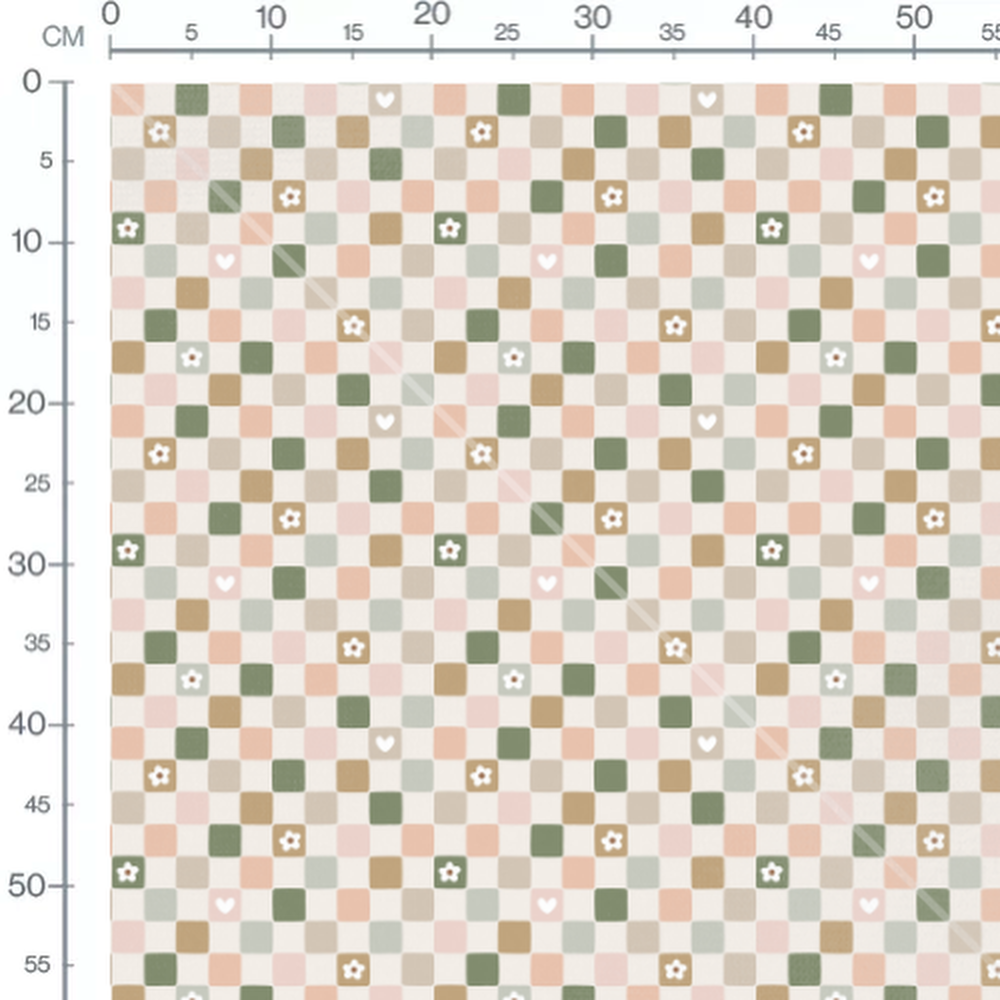 Tissu - Carreaux colorés et fleurs