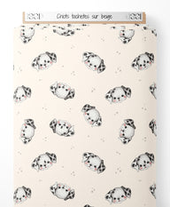 Tissu - Chiots tachetés sur beige